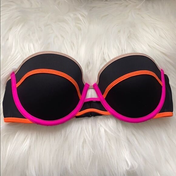 Victoria’s Secret Strapless Black/Pink Bikini Top - Picture 2 of 16